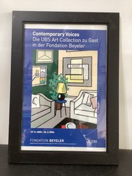 Framed Exhibition Poster Titled 'Post Visual' By Pop Artist Roy Lichtenstein