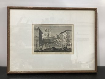 Engraving Of The  The Spanish Steps (Scalinata Di Trinit Dei Monti) And The Piazza Di Spagna In Rome Italy