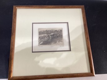 Imited Edition 86/150 Etching Of The Ponte Vecchio In Florence Signed 'Vimarno Velmi'