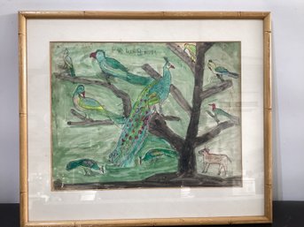 Folk-style Watercolor Or Gouache Painting Titled 'Kaluram' Nepal 1975 On Verso