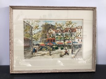 Vintage Parisian Street Scenes Signed Charles Blondin  Print