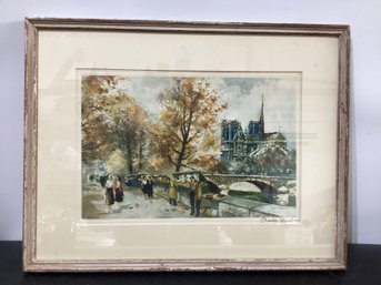 Vintage Parisian Street Scenes By Charles Blondin Signed Print