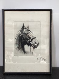 Vintage Framed Print Titled 'Man O' War,' Featuring An Etching By Artist Reinhold H. Palenske