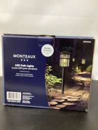 Monteaux Lighting Bel Air Black LED Outdoor Solar Pathway Lights With Clear Glass New