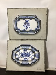 Pair Vitorio Splendore (Italian, 20th C.) O/C Of Blue Platters