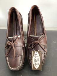 Brown Leather Kiltie Tie Moccasin Loafers Size 9