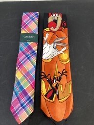 Lauren Ralph Lauren & Vintage 1996 Looney Tunes Mania Neckties