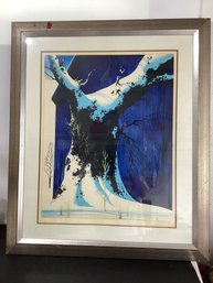 Eyving Earle Serigraph 'Blue Barn In Snow'