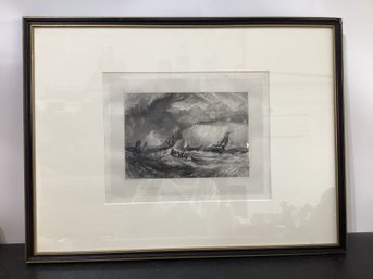 Print Of Line Engraving Titled 'Straits Of Dover,' Originally Created By J.M.W. Turner In 1827