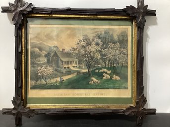 Published Currier & Ives Print American Homestead Spring 1869