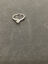 Estate 14k White Gold Diamond Solitaire Ring Size 6.75