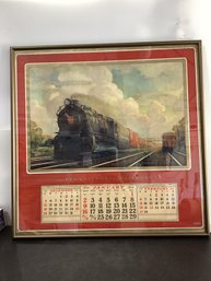 1937/38 Pennsylvania Railroad Calendar 'The Main Line Of American Commerce' Framed Under Plexiglass