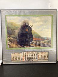 1934/35 Pennsylvania Railroad Calendar 'The World's Greatest Highway' Framed Under Plexiglass
