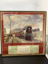 1949/50 Pennsylvania Railroad Calendar 'Main Lines' Framed Under Plexiglass