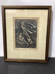 Woodcut Print Titled 'Hexenreise' (Witch's Journey) Ernst Barlach (1870-1938) Print