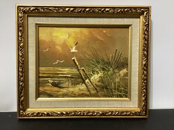Coastal Seascape Oil On Board Signed Klein
