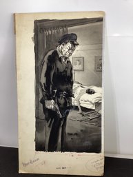 American Pulp Artist Carl Becker Ink Wash Or Gouach Shading For Story Art