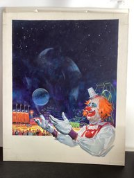 Clown Painting On Board Unsigned
