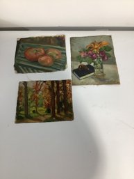 3 Original Oil On Canvas From The Estate Of Oscar Fisher