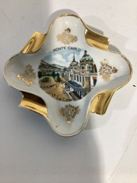 Limoges Vintage 1960s Porcelain Souvenir Ashtray Or Trinket Dish Made By Porcelaines D'Art De Monaco