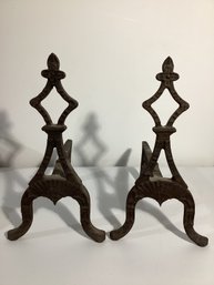 Antique Cast Iron Fireplace Andirons (firedogs)