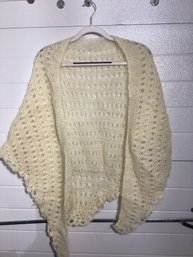 Mohair Crocheted Asymmetrical Triangular Lace Shawl