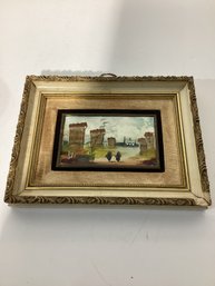 European Landscape Painted On Porcelain Signed Illegibly
