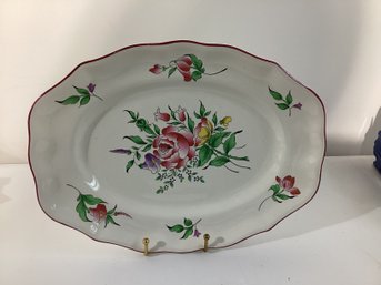 Antique K&G Lunéville (Keller & Guerin) Faience Oval Serving Platter Old Strasbourg Pattern