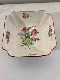 Vintage Keller & Guerin (K&G) Lunéville Square Serving Bowl In The 'Old Strasbourg' (Strasbourg) Pattern