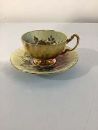 1930s J.A. Bailey Aynsley Cabbage Rose Teacup & Saucer