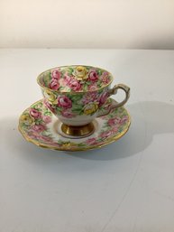 Royal Stafford Rosanna Teacup And Saucer With Roses, Bone China Made In England