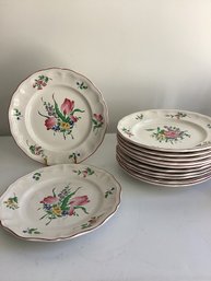 12 Dinner Old Strasbourg (Rverbre) Floral Pattern  By K&G (Keller Et Gurin) Lunville