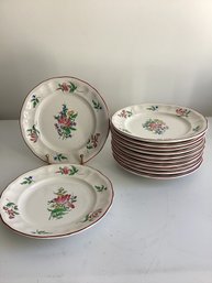 12 Salad Plates Keller Et Guérin (K&G) Lunéville Faience Plate In The Old Strasbourg