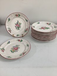 11 Salad Plates Keller Et Guérin (K&G) Lunéville Faience Plate In The Old Strasbourg