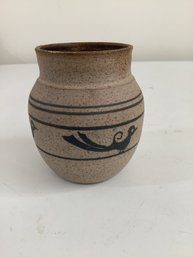 Vintage Studio Art Pottery, Featuring A Speckled Tan Stoneware Signed JB