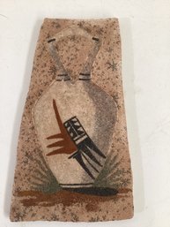 Vintage Native American Navajo Sand Art Painting On A Textured Slab