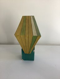 Alexander Ney Sculpture With A  Faceted Upper Body In Muted Green And Yellow And Blue Hues