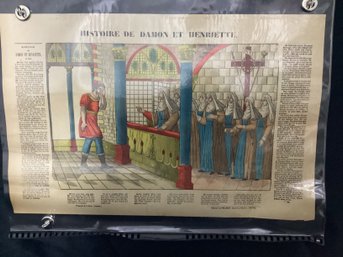 Print  Titled Histoire De Damon Et Henriette, Produced By The Famous Imagerie D'Épinal