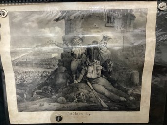Antique Print Titled '30 Mars 1814' (the Defense Of Paris At The Clichy Barrier)