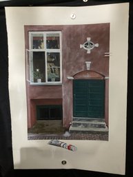 Acrylic Painting On Paper Signed Illegibly Date '81 Inscription Reading 'orig. Des. Acryl.'