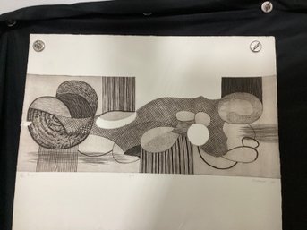 45/60 (linogravure) Linocut  Print Signed Illegibly