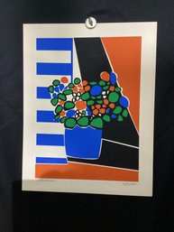 215/300 Floral Print Signed Illegibly