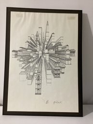 Lithograph Print  Titled Explosion Signed By  Hans-Georg Rauch
