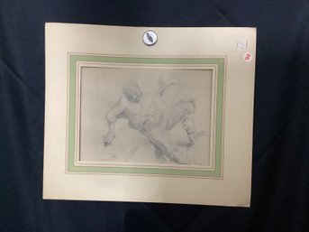 Pencil Drawing Of A Man Reclining Unsigned