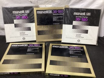 5 Maxell UD 35-180B Reel To Reel Recording Tape