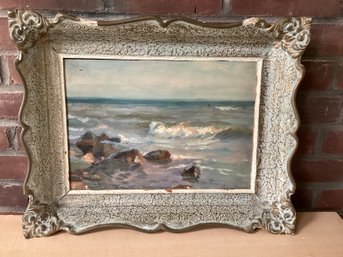 Seascape Oil On Board Signed Illegibly