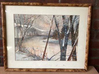 Winter Landscape Watercolor Signed Deborah ?