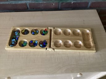 Mancala Board Game Set With Folding Wooden Board