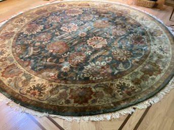 Large Round Wool Rug With Fringe