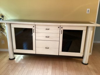 Miriani Pace Ivory Leather Clad Credenza Sideboard
